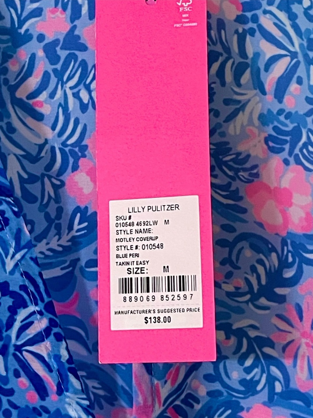 BNWT! Lilly Pulitzer Motley Cover-Up Blue Peri ‘Takin It Easy’ SZ. Med - Picture 4 of 5